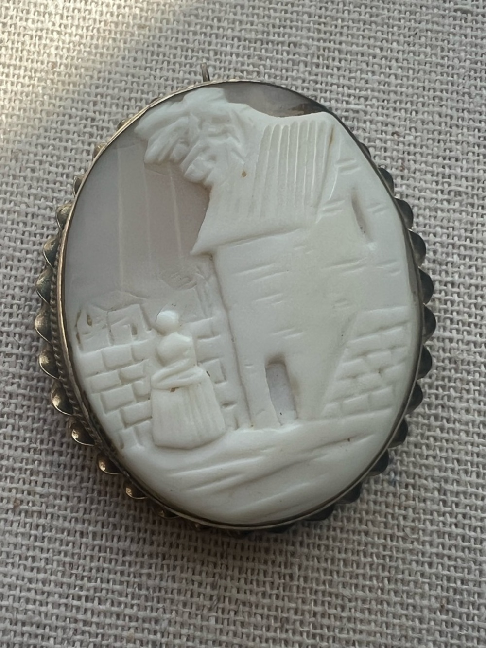 Antique “Rebecca At The Well” Brooch 12k Gold Filled